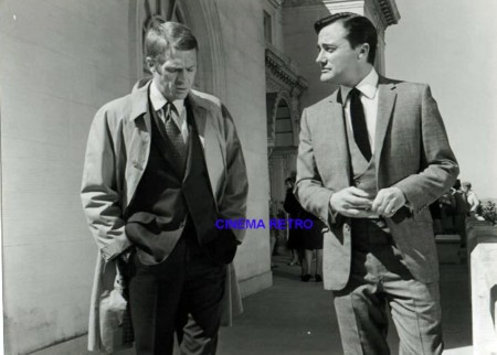 Steve McQueen and Robert Vaughn on location in San Francisco for Bullitt in 
